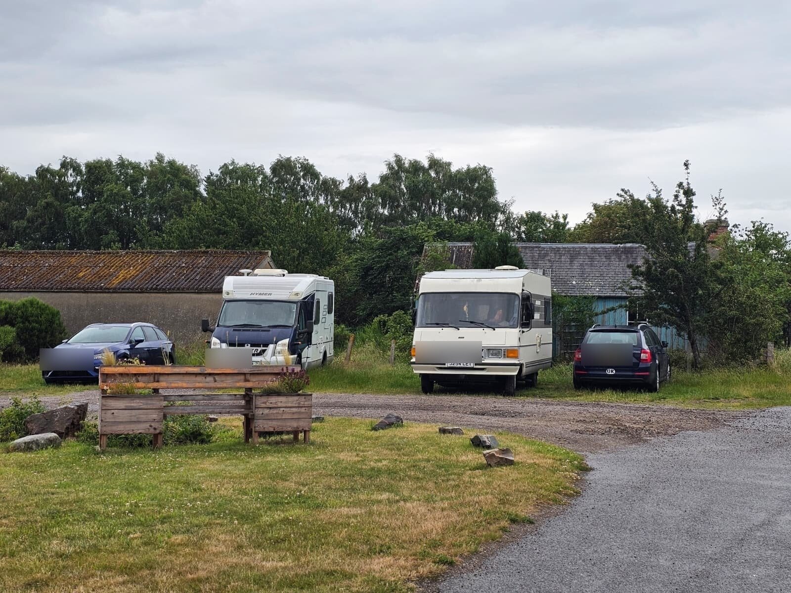 The reverse-in drop-off spaces by our gate